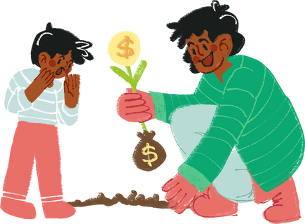 Playful Parent and Child Growing Finances